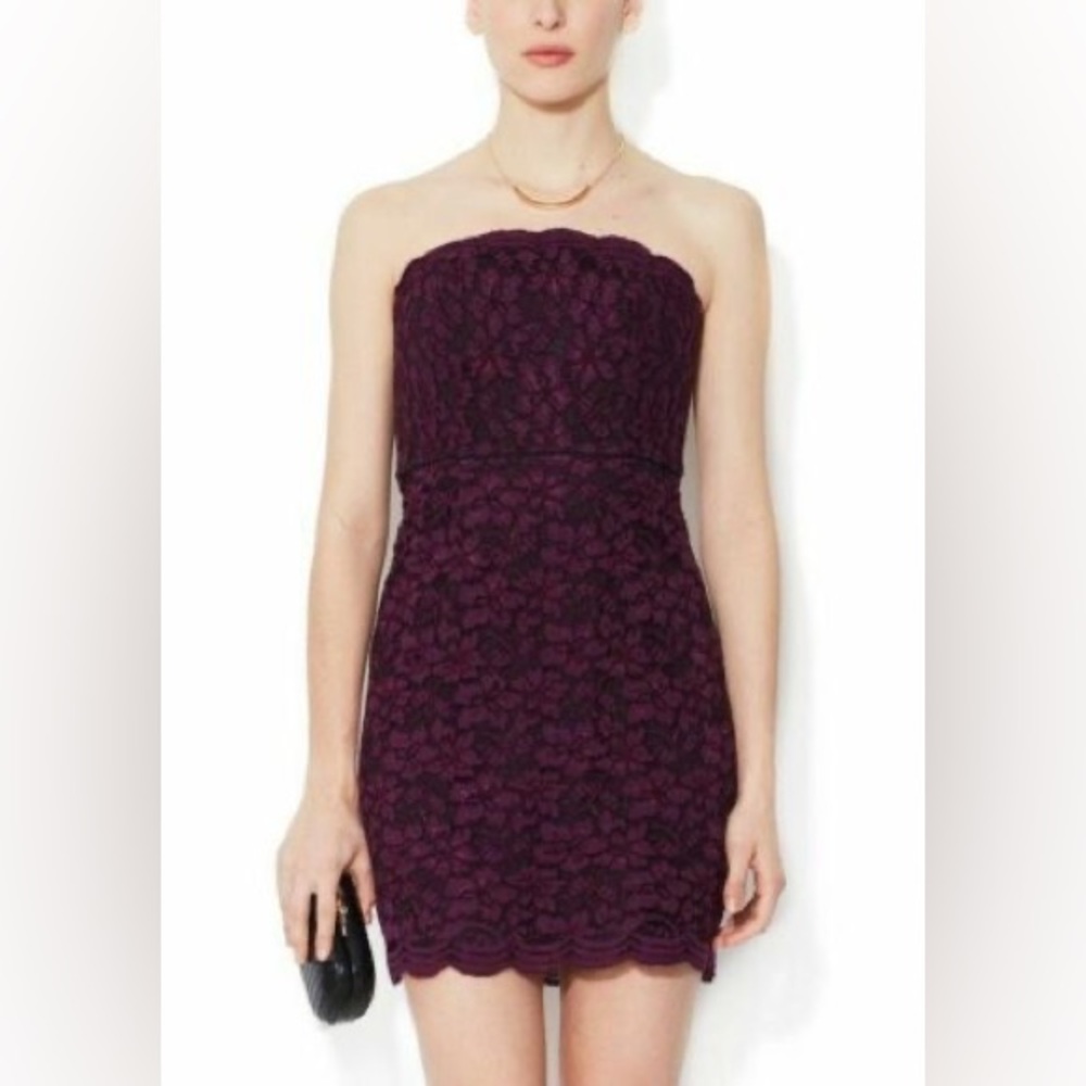DVF Strapless Dress with Bustier Built In - Sexy and Fitted Purple Lace